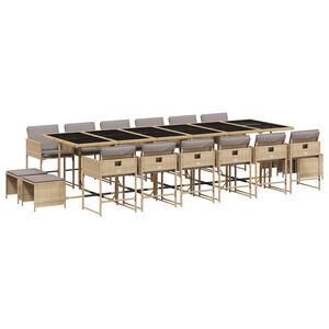 vidaXL Ensemble &agrave; manger de jardin et coussins 17 pcs m&eacute;lange beige