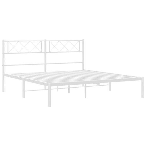 vidaXL Cadre de lit métal sans matelas et tête de lit blanc 140x190 cm