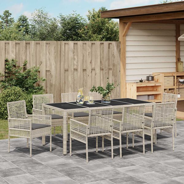 vidaXL Ensemble de salle &agrave; manger pour jardin 9 pcs Gris clair