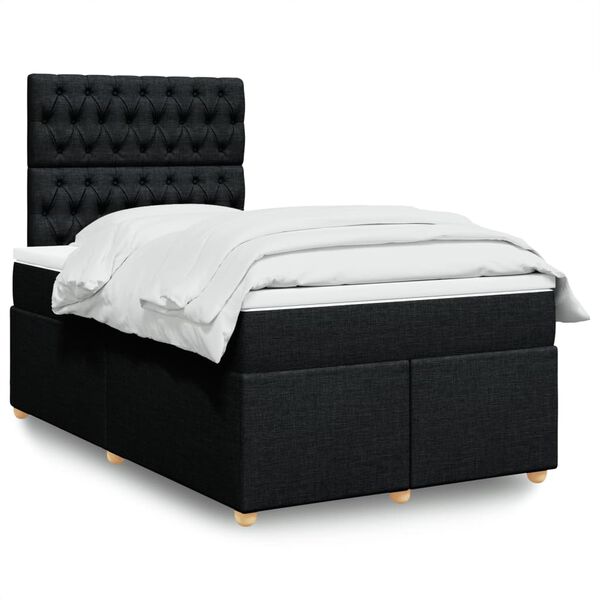 vidaXL Sommier &agrave; lattes de lit avec matelas noir 120x190 cm tissu