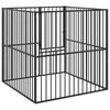 vidaXL Parc pour chien 4 panneaux noir acier galvanis&eacute;