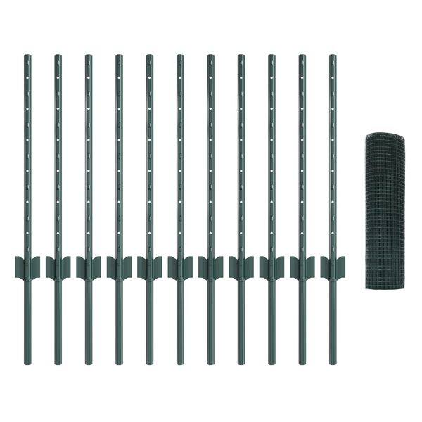 vidaXL Cl&ocirc;ture avec poteau Vert 0,6 x 25 m Acier et PVC