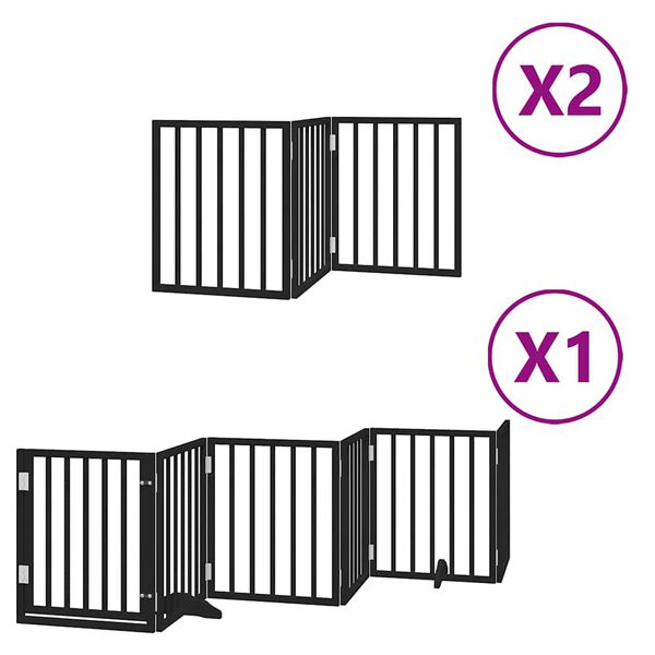 vidaXL Barri&egrave;re pour chien porte pliable 12panneaux noir bois peuplier