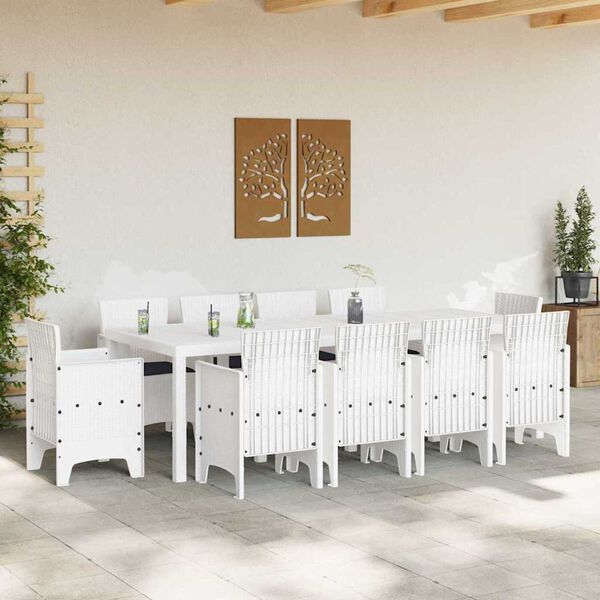vidaXL Ensemble de salle à manger pour jardin 11 pcs Blanc Rattan Polt