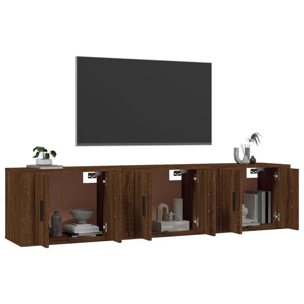 vidaXL Meubles TV muraux 3 pcs ch&ecirc;ne marron 57x34,5x40 cm