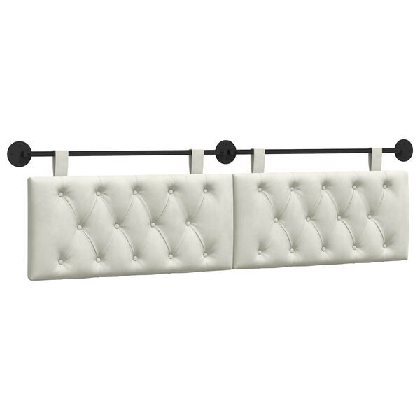 vidaXL T&ecirc;te de lit suspendue Cr&egrave;me 190 x 55 x 7 cm Velours