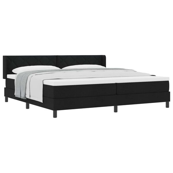 vidaXL Lit &agrave; ressorts avec matelas Noir 200 x 200 cm tissu