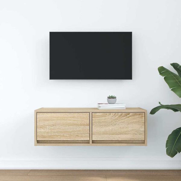vidaXL Meuble TV ch&ecirc;ne sonoma 80x31x25,5 cm bois d'ing&eacute;nierie