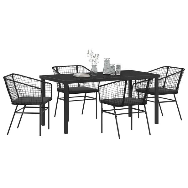 vidaXL Ensemble de salle &agrave; manger pour jardin 5 pcs Noir polyrotin