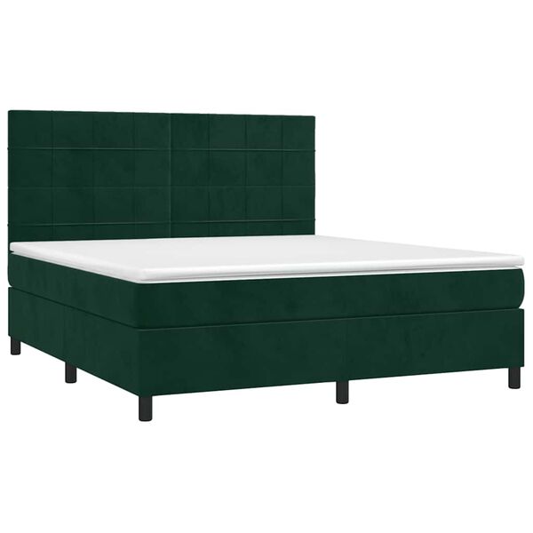 vidaXL Sommier &agrave; lattes de lit et matelas Vert fonc&eacute; 180x200cm Velours