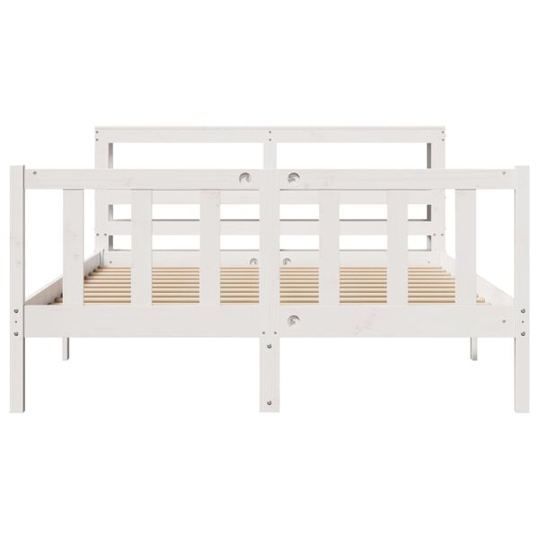 vidaXL Cadre de lit sans matelas blanc 160x200 cm bois de pin massif