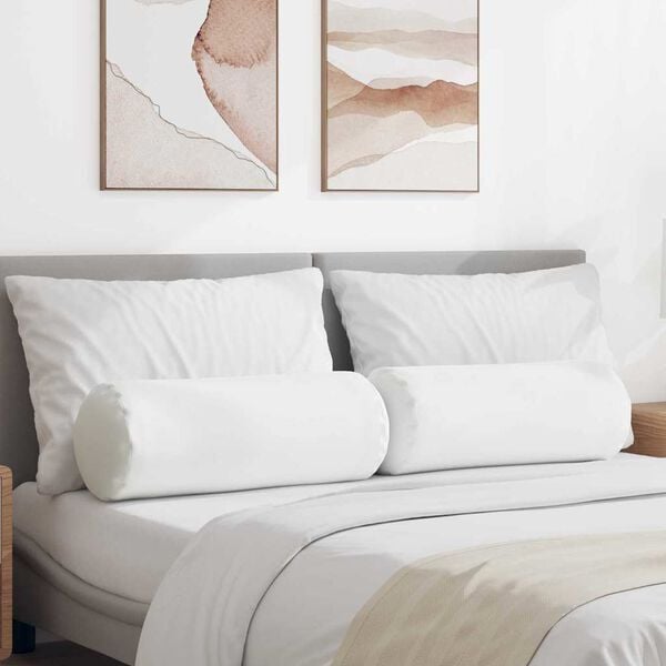 vidaXL Coussins d'accent 2 pcs Blanc Ø 25 x 70 cm tissu