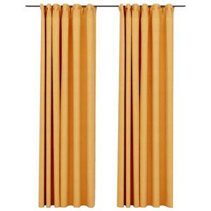 vidaXL Rideaux occultants aspect lin et crochets 2 pcs Jaune 140x245cm