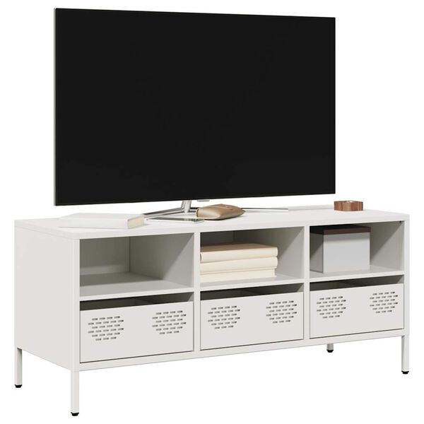 vidaXL Meuble TV blanc 101,5x39x43,5 cm acier lamin&eacute; &agrave; froid