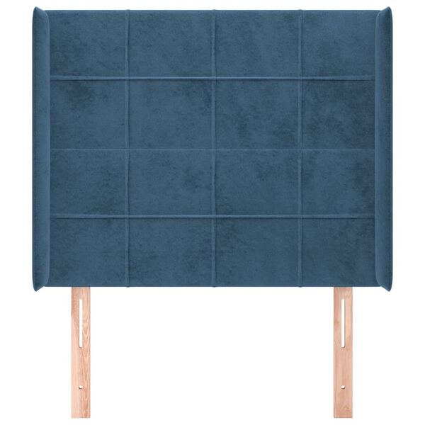 vidaXL T&ecirc;te de lit avec oreilles Bleu fonc&eacute; 83x16x118/128 cm Velours
