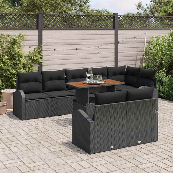 vidaXL Ensemble de canap&eacute; de jardin 9 pcs Noir Poly rotin