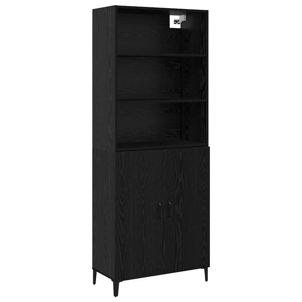 vidaXL Haut Armoire Ch&ecirc;ne noir 69,5 x 32,5 x 180 cm Bois d'ing&eacute;nierie