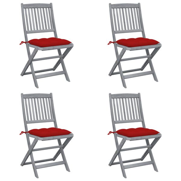 vidaXL Chaises pliables d'ext&eacute;rieur lot de 4 et coussins Bois d'acacia