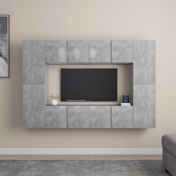 vidaXL Ensemble de meubles TV 8 pcs Gris b&eacute;ton Bois d'ing&eacute;nierie