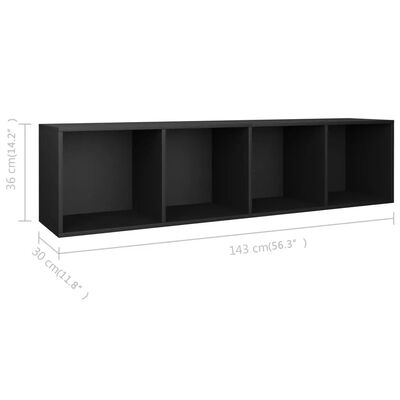 vidaXL Bibliothèque/Meuble TV Noir 36 x 30 x 143 cm Aggloméré