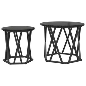 vidaXL Table d'appoint 2 pcs Ch&ecirc;ne noir Bois d'ing&eacute;nierie et acier