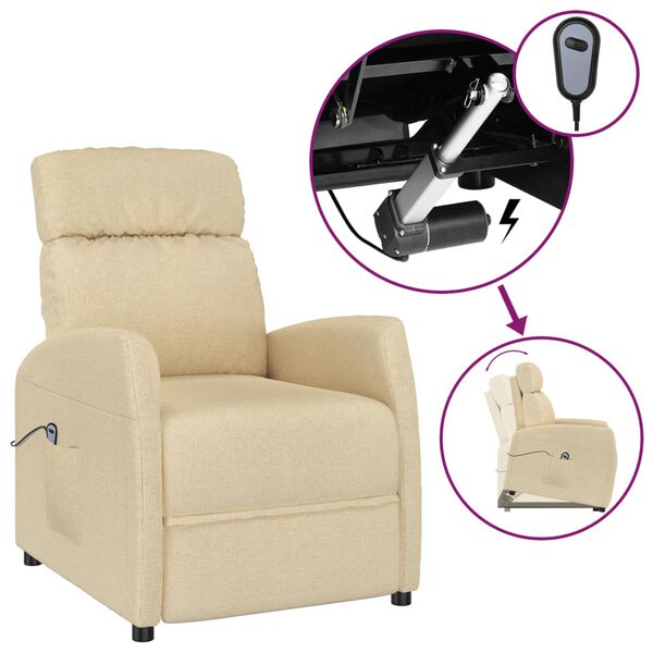 vidaXL Fauteuil inclinable &eacute;lectrique Cr&egrave;me Tissu