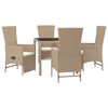 vidaXL Ensemble &agrave; manger de jardin avec coussins 5pcs Beige poly rotin