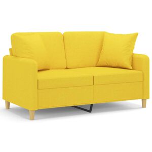 vidaXL Canap&eacute; 2 places avec oreillers jaune clair 120 cm tissu