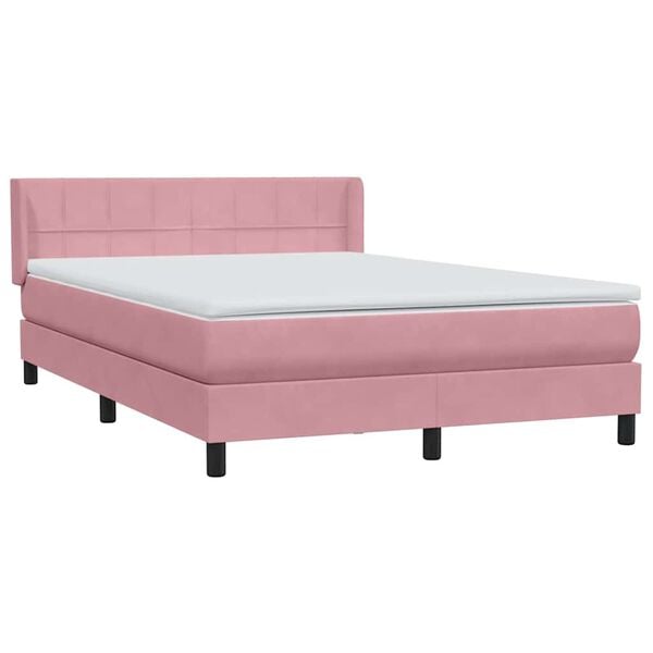 vidaXL Sommier &agrave; lattes de lit avec matelas rose 160x210 cm velours