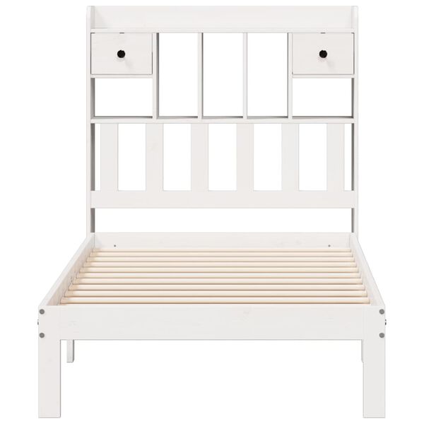 vidaXL Lit bibliothèque sans matelas blanc 75x190cm bois de pin massif