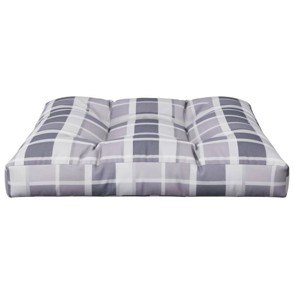 vidaXL Coussin de palette motif &agrave; carreaux gris 80x80x12 cm tissu