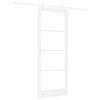 vidaXL Porte coulissante 83 x 211 cm Bois de pin massif et verre Blanc