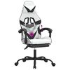 vidaXL Chaise de jeu pivotante et repose-pied Blanc et noir Similicuir