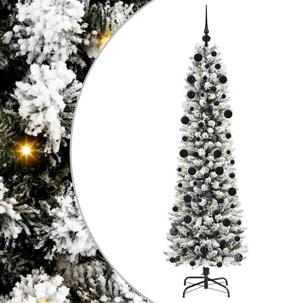 vidaXL Sapin de No&euml;l artificiel Blanc 210 cm PVC, m&eacute;tal et plastique