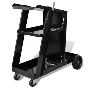 vidaXL Chariot de soudage avec 3 &eacute;tag&egrave;res d'atelier Noir