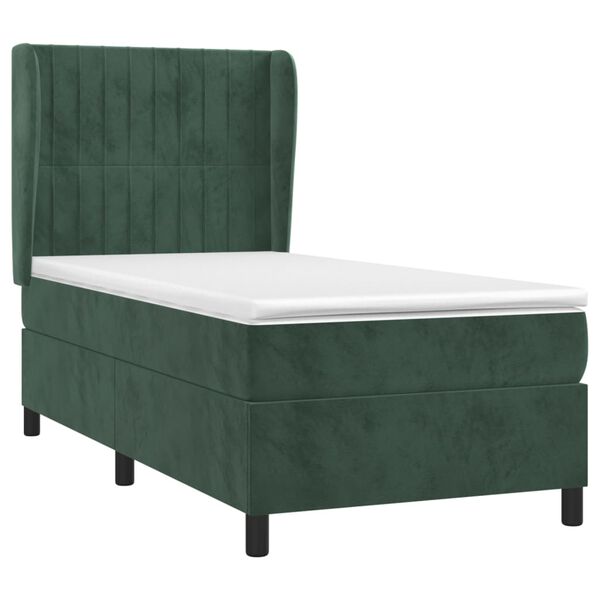 vidaXL Sommier &agrave; lattes de lit avec matelas Vert fonc&eacute; 90x190 cm
