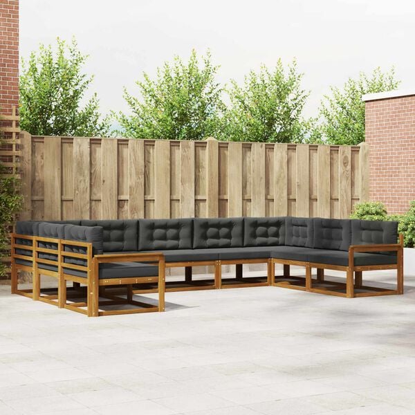 vidaXL Ensemble de canap&eacute;s d'ext&eacute;rieur 9 pcs Naturel et Anthracite