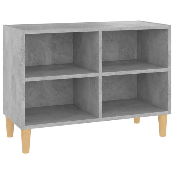 vidaXL Meuble TV avec pieds en bois massif Gris b&eacute;ton 69,5x30x50 cm