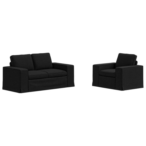 vidaXL Canap&eacute; 2 pcs Noir 182 x 80 x 82 cm tissu