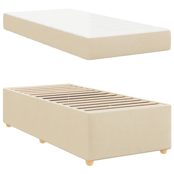 vidaXL Cadre de lit avec matelas Cr&egrave;me 90 x 200 cm tissu