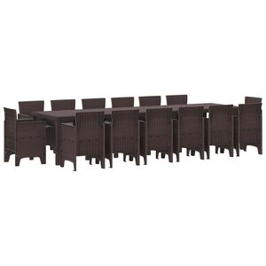 vidaXL Ensemble de salle &agrave; manger pour jardin 15 pcs Marron