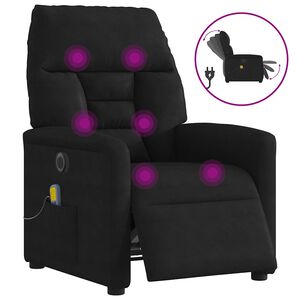 vidaXL Fauteuil inclinable de massage &eacute;lectrique noir tissu microfibre
