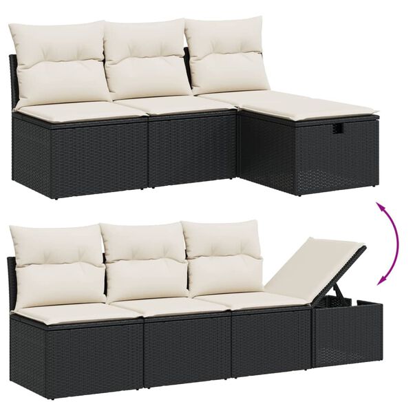 vidaXL Salon de jardin 8 pcs avec coussins noir r&eacute;sine tress&eacute;e
