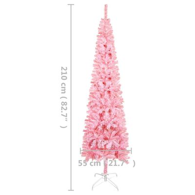 vidaXL Arbre de Noël mince pré-éclairé rose 210 cm