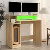 vidaXL Bureau avec lumières LED Chêne 97x45x90 cm Bois d'ingénierie