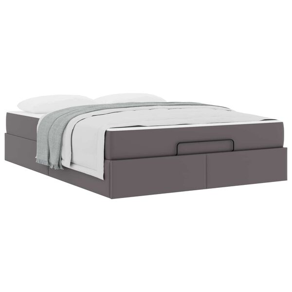 vidaXL Cadre de lit avec matelas avec matelas 2 pcs Gris PVC