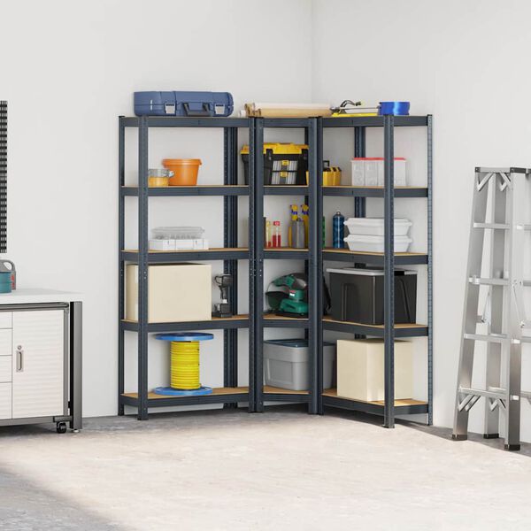 vidaXL Ensemble d'&eacute;tag&egrave;res &agrave; 5 niveaux 3 pcs acier bois d'ing&eacute;nierie