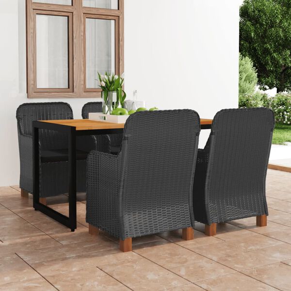 vidaXL Ensemble &agrave; manger de jardin 5 pcs gris fonc&eacute;