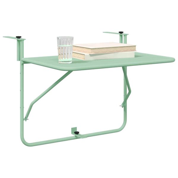 vidaXL Table Suspendue de Balcon Vert menthe 60 x 39 x 65 cm Acier