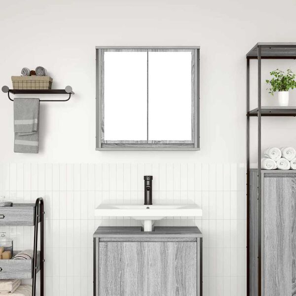 vidaXL Armoire murale de salle de bain miroir sonoma gris 60x21x60 cm